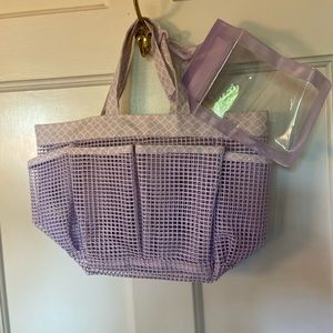 Purple and White Shower Caddy with pockets